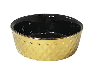 Zdjęcie produktu dla Miska dla kota Nobby ceramiczna złota, wymiary: Ø 15 x 6 cm