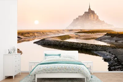 Produktbild von MuchoWow® Fototapete für Wohnzimmer oder Schlafzimmer Wandtapete Vinyl Motivtapete Frankreich - Nebel - Sonne - 330x220 cm - Fototapeten