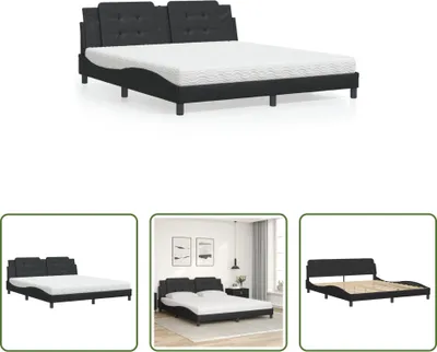 Produktbild von The Living Store Bett mit Matratze Schwarz 180x200 cm Kunstleder