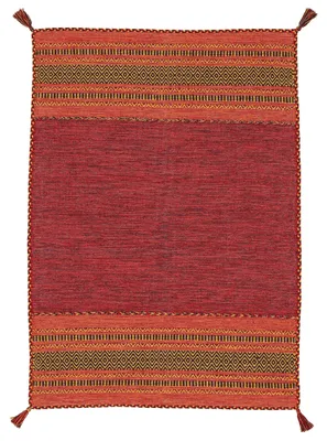 Produktbild von Flachgewebeteppich Kelim Azizi Rot 200x290 cm | Moderner Teppich für Wohn- und Schlafzimmer