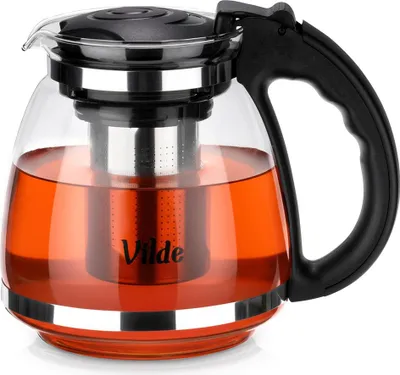 Produktbild von Vilde | Teekanne mit Siebeinsatz - 1,5 L - Borosilikatglas - Edelstahlfilter - Hitzebeständig - Für losen Tee