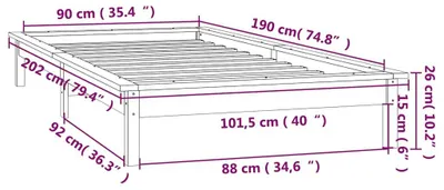 Produktbild von vidaXL Massivholzbett mit LEDs Honigbraun 90x190 cm