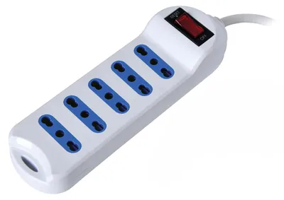 Produktbild von Alcapower 5-fach Steckdosenleiste, Bipasso, mit beleuchtetem Schalter, 90° Stecker, 1,5m Kabel, max. 2500W, Weiß.