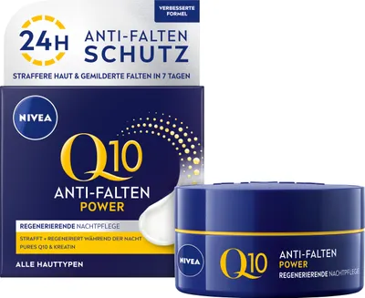 Produktbild von NIVEA Q10 Power Anti-Wrinkle + Firming Night Cream, Nachtcreme, Frauen, Jeder Hauttyp, Gesicht, Anti-Aging, Anti-Falten, Kräftigend, Feuchtigkeitsspendend, Nährend, Schutz, Regenerierend, Glättend, 50 ml