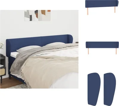 Produktbild von vidaXL Kopfteil mit Ohren Blau 163x23x78/88 cm Stoff -  Kopf- & Fußenden
