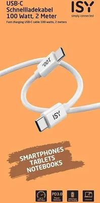 Produktbild von ISY Fast Charging USB-C to C Cable 100W, 2m