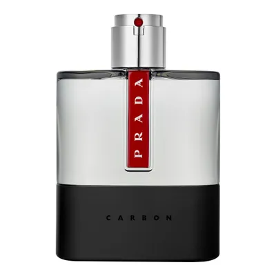 A product shot of a bottle of Prada Luna Rossa Carbon Eau de Toilette for men.