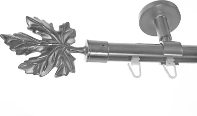 Produktbild von Innenlauf Gardinenstange Edelstahl Look 20mm Deckenträger Deckenbefestigung 1-läufig Blatt, Länge wählbar D30 E35