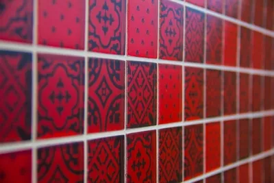 Produktbild von Handmuster Retro Vintage Mosaikfliese Transluzent rot Glasmosaik Crystal Optik rot MOS78B-0902_m