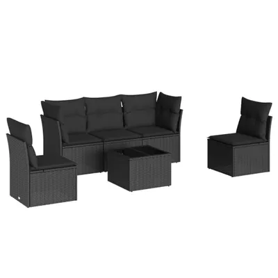 Immagine prodotto di vidaXL Set di divani da giardino a 6 pezzi con cuscini in rattan nero
