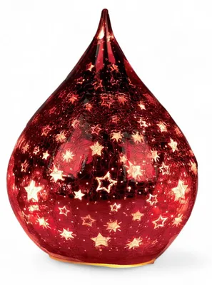 Immagine prodotto di formano LED decorativo in vetro colorato stelle a goccia rosso 25 cm lampada in vetro effetto crackle