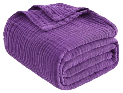 Produktbild von Musselin-Decke Erwachsene 100% Baumwolle 127 x 177 cm Traubenlila