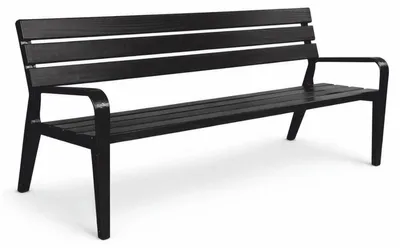 Image de Banc public Casa Padrino - Banc urbain avec dossier et accoudoirs, noir, 180 cm
