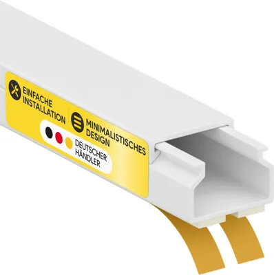 Produktbild von Kabelkanal aus hochwertigem PVC weiß Selbstklebend 2m - 1 Stück - 15x10mm