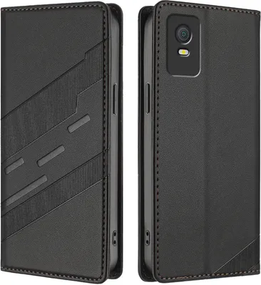 Image de Etui pour TCL 403, étui portefeuille en cuirPolyuréthaneavec fente pour carte et fonction stand Schwarz