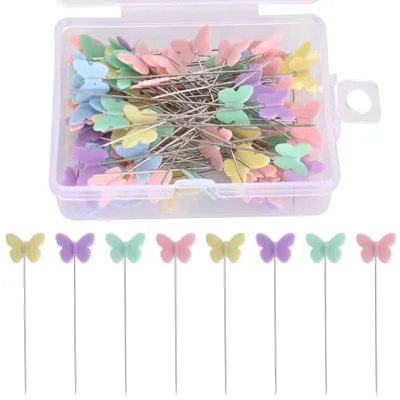 Stecknadeln mit flachem Kopf, 100 Stück, mehrfarbig, Schmetterling