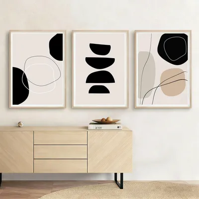 Obrázok produktu pre Sada 3 obrazov, moderná abstraktná maľba, rozmery 50x70 cm a 40x60 cm, dekorácia na stenu do obývačky