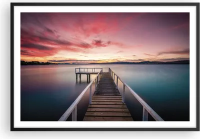 Produktbild von Gerahmtes Poster - Schwarzer Rahmen - Brücke Rosa Himmel - 91,5x61 cm - Wand Bild - Wanddeko - Wandbilder - Kunstposter - Wandposter - Bilderrahmen - Bilder - Kunstdruck - P2BAA91x61-4795