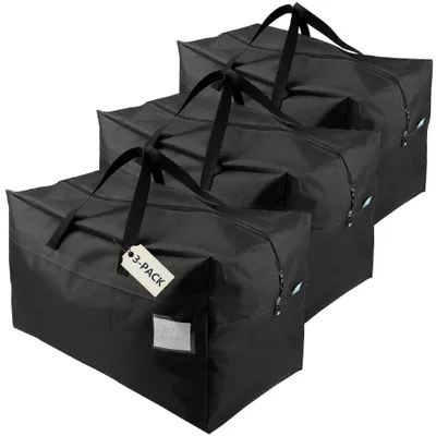 Aufbewahrungstaschen 3er-Set, 100L, schwarz, 70x42x35 cm