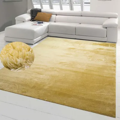 Produktbild von Shaggy Teppich Wohnzimmer weicher Hoch- & Langflor Flokati Badezimmer waschbar in goldfarben Größe - 80 x 150 cm