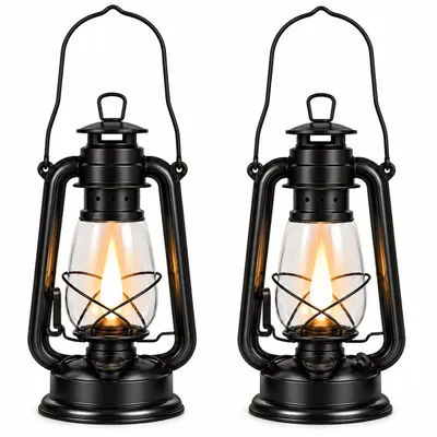 Produktbild von Sturmlaterne 2er Set Öllampe Petroleumlampe Camping Laterne Lampe 30cm Schwarz