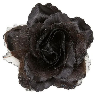 Produktbild von Schwarze Haarspange Glitzer Rose als Kostüm Accessoires für Halloween & Karneval
