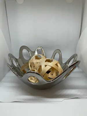 Produktbild von Gilde dekorative Schale silber H: 14cm D: 28cm