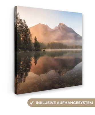 Obrázek produktu pro OneMillionCanvasses® - Plátno - Krajina - Mlha - Voda - Stromy, nástěnný obraz, nástěnné dekorace obrazy obývací pokoj, 20x20cm