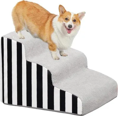 Produktbild von Famanu Hundetreppe 3 Stufen - Atmungsaktiv und Rutschfest, Bis 22 kg Für Kleine und Mittelgroße Hunde