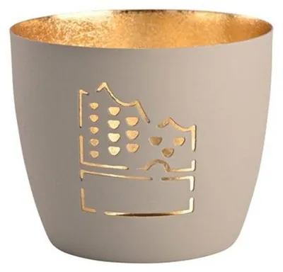 Immagine prodotto di Compagnia del Regalo Lanterna Madras Elbphilharmonie M, portacandele, ferro, flanella / oro, H 8,5 cm, 1144304030