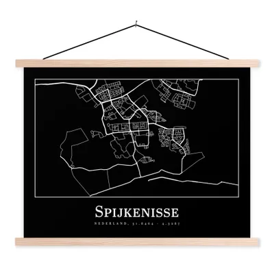 Obrázek produktu pro MuchoWow® Textilní plakát - Spijkenisse - Mapa - Mapa města - 60x45cm - S hnědými lamelami
