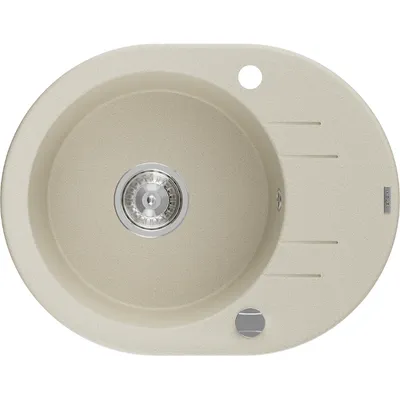 Zdjęcie produktu dla Mexen Kevin zlewozmywak granitowy 1-komorowy z ociekaczem 586 x 458 mm, beżowy, syfon chrom - 6517581005-69
