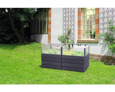 Produktbild von Hochbeet klassisch GARANTIA Ergo Quadro Turbo Plus 2 L 80 inkl. Flora-Wassersparsystem 160 x 80 x 80 cm wood