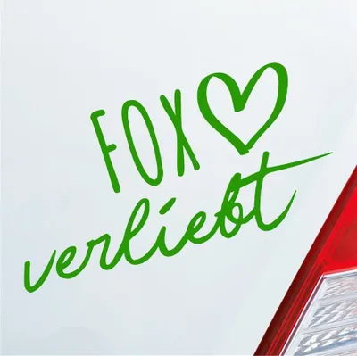 Produktbild von Auto Aufkleber Hellweg Druckerei Fox verliebt Fuchs Herz Liebe Car 19x19 cm Hellgrün Sticker Heckscheibenaufkleber