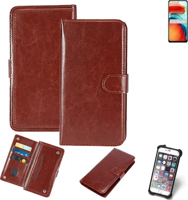 Produktbild von K-S-Trade 360° Hülle kompatibel mit Xiaomi Redmi Note 10 Pro China braun Kunstleder Case BookCase WalletCase Kunstlederederhülle Handyhülle,