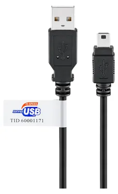 Immagine prodotto di Goobay 93902 Cavo USB 2.0 Hi-Speed con  USB, nero, 1,8 m - Connettore USB 2.0 (tipo A) > Connettore USB 2.0 mini (tipo B, 5 pin)