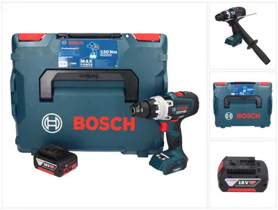 Immagine prodotto di Bosch GSR 18V-150 C Trapano avvitatore professionale a batteria 18 V 150 Nm Biturbo Brushless + 1x batteria ricaricabile 5,0 Ah + L-Boxx - senza caricabatterie