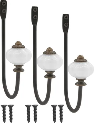 Produktbild von 'FUXXER® - Antike Garderoben-Haken, Handtuch-Haken, Kleider-Haken, Hut-Haken, Eisen-Haken mit Keramik'