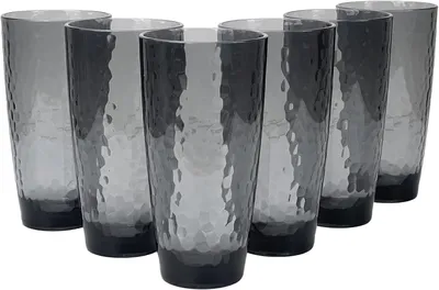 Obrázek produktu pro Sada 6 akrylových sklenic, objem 770 ml, šedé barvy, plastové kelímky vhodné pro venkovní použití