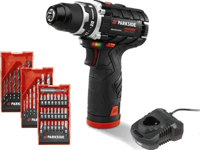 Produktbild von PARKSIDE PERFORMANCE® Akku-Bohrschrauber mit Bohrer-Sets »PBSPA 12 A1«, mit Akku und Ladegerät