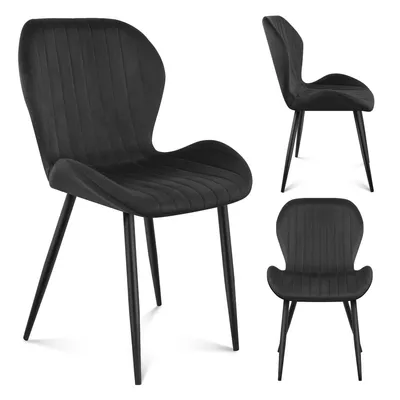 Produktbild von Prince 2.0 | Küchenstuhl Wohnzimmerstuhl Polsterstuhl Design Stühle | 1 Stück | Sessel mit Rückenlehne | Sitzfläche aus Samt | Metallbeine | Schwarz