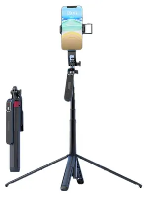 Produktbild von Lauwexe Selfie-Stick Mit Stativ Und Licht 1 Stš¹ck, Teleskopischer Handyhalter Bis 1,8 M, Fš¹r iPhone Samsung GoPro