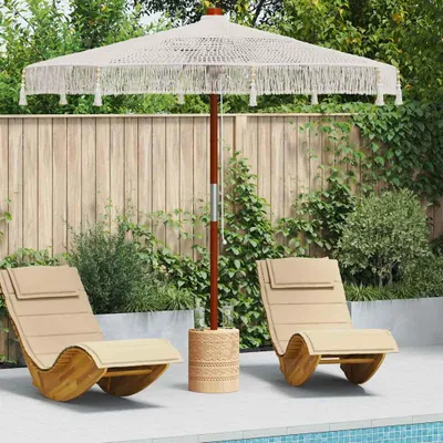 Zdjęcie produktu dla vidaXL Parasol Macrame kremowy 252,5 x 252,5 x 260 cm