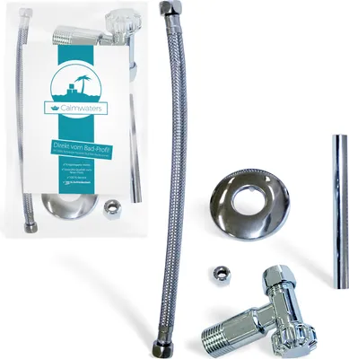 Produktbild von Calmwaters® Anschluss-Set für Spülkasten, Komplettset für rückseitigen Anschluss von Spülkästen, Wasserzulauf von hinten, Wandanschluss 1/2, Schlauchanschluss 3/8, Metall, Chrom, 30LC3185