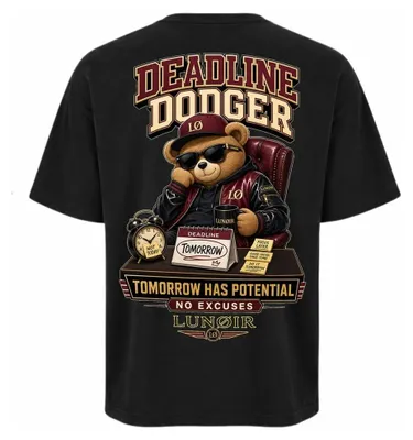 Produktbild von Damen Oversize T-Shirt Schwarz L – Bedrucktes Shirt mit Humor Motiv aus Baumwolle – LUNØIR ©