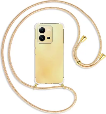 Produktbild von Handykette Backcover-Schutzhülle mit Band (Metall goldfarben) für vivo X80 Lite, vivo V25 (6.44'') - Goldkordel