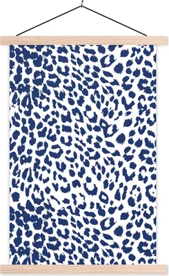 Produktbild von MuchoWow® Textilposter Pantherdruck - Blau - Weiß 60x90 cm mit holzfarbenen Rahmen - Textil