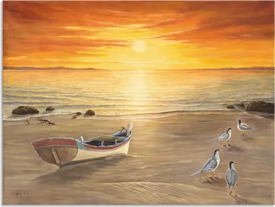 Produktbild von ARTland Wandbild Alu für Innen & Outdoor Möwen am Meer Größe: 120x90 cm