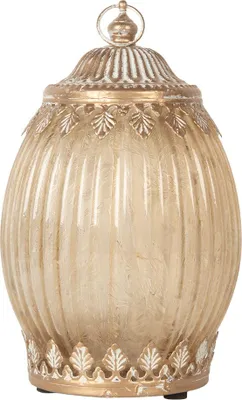 Image de Clayre & Eef Lanterne LED Ø 11x18 cm Verre beige