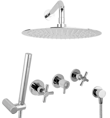 Produktbild von PaulGurkes Tropendusche Duschsystem unterputz 30cm Brausekopf Messing Duschset